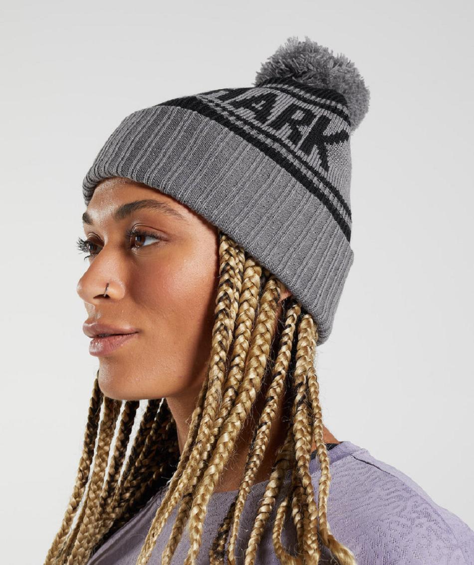 Sombreros Gymshark Pom Beanie Mujer Negras Gris | CO 3047PJJ